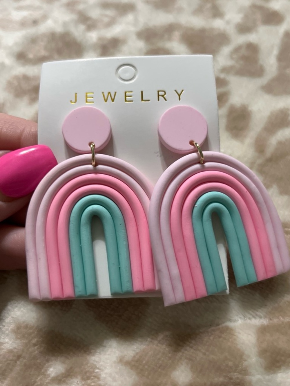 Pastel Rainbow Drop Earrings - Pink & Mint